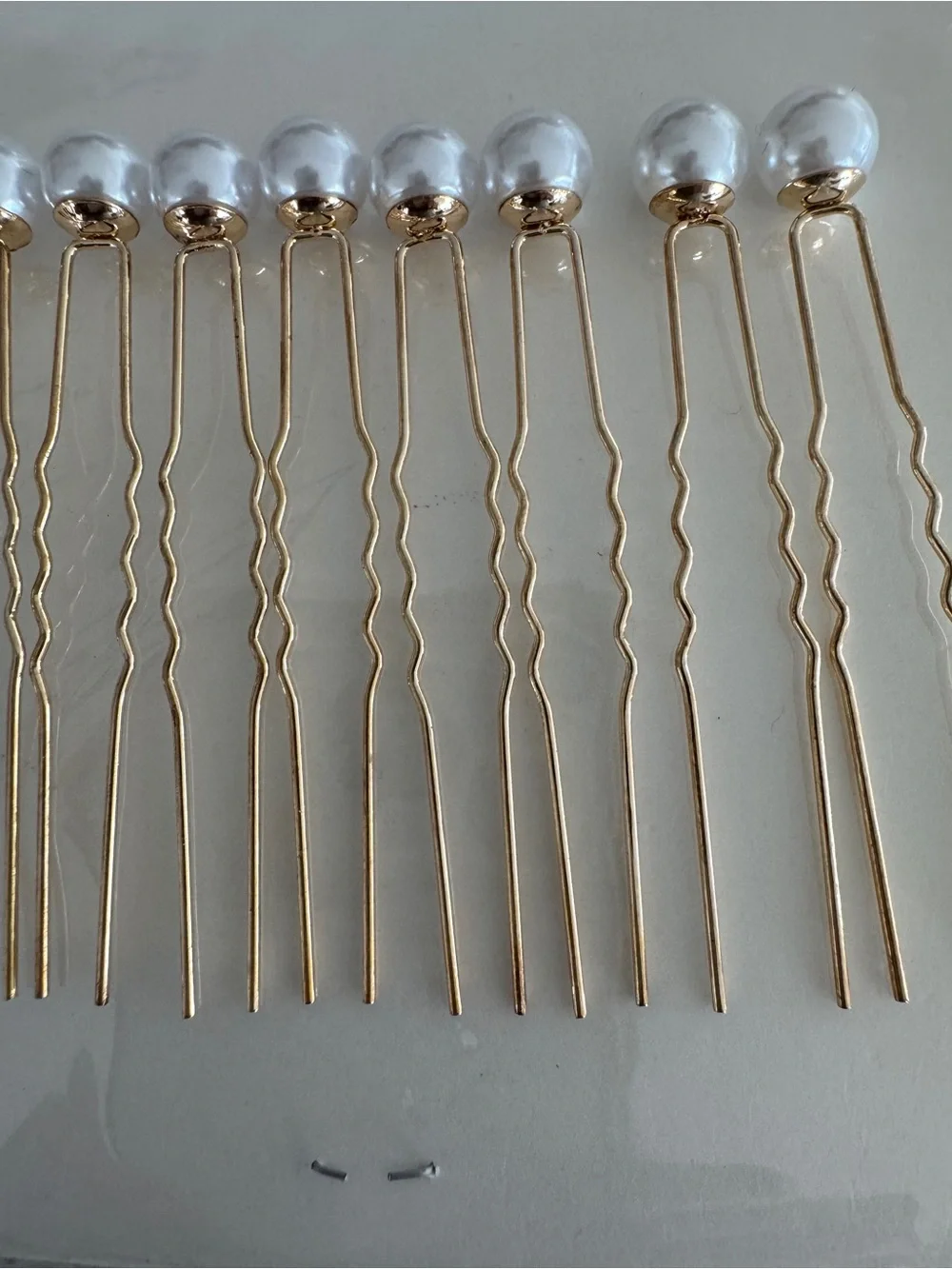 Faux Pearl Top Gold-Tone Hair Pins - Set of 12 - New
